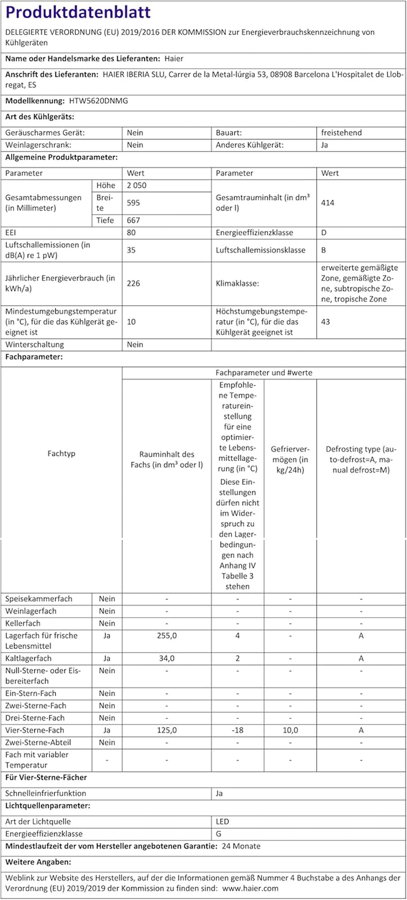 Réfrigérateur Congélateur Bas HTW5620DNMG