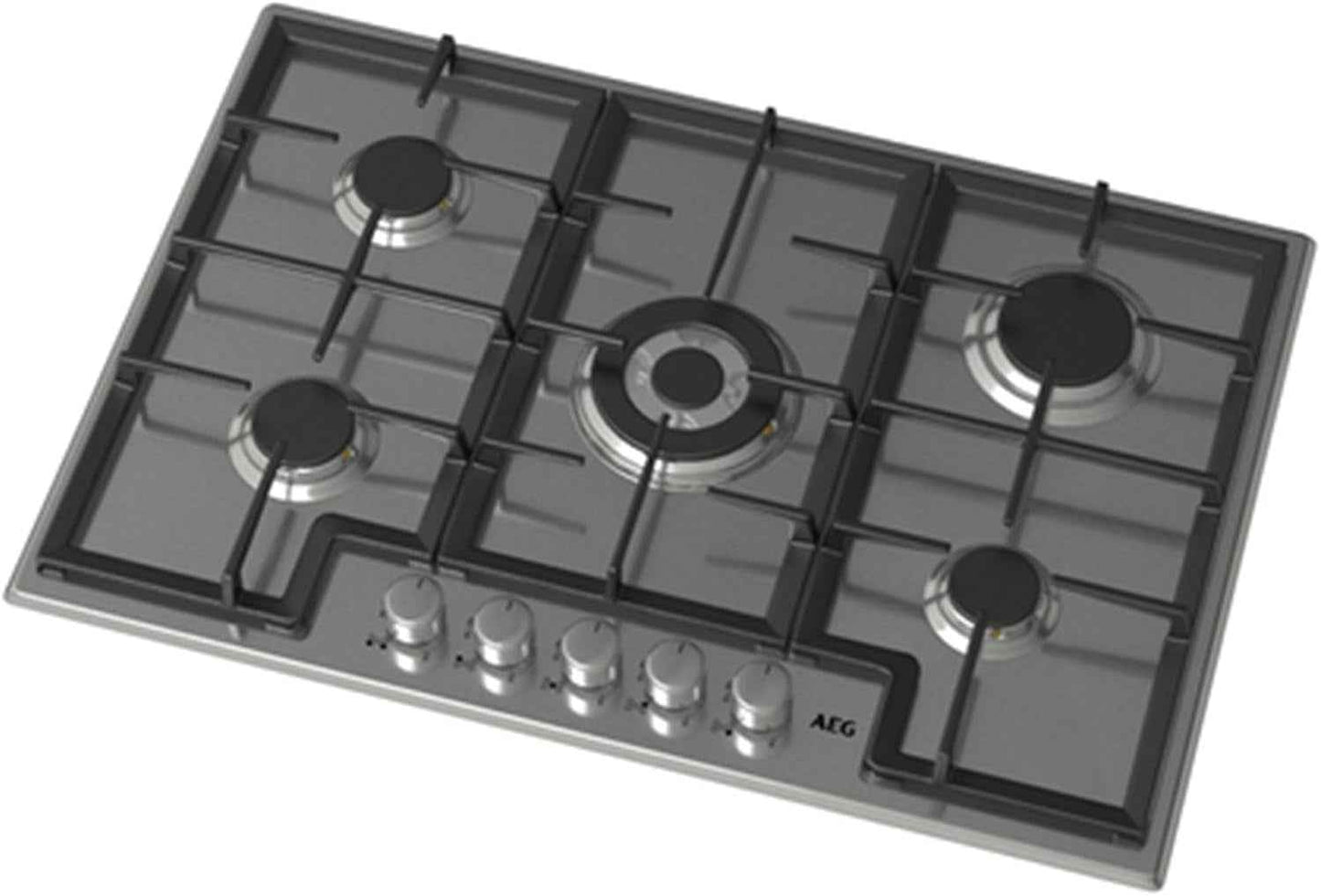 AEG HGB75400SM Slim Line Plateau De Cuisson À Gaz, 75 Cm, 5 Feux, Acier Inoxydable