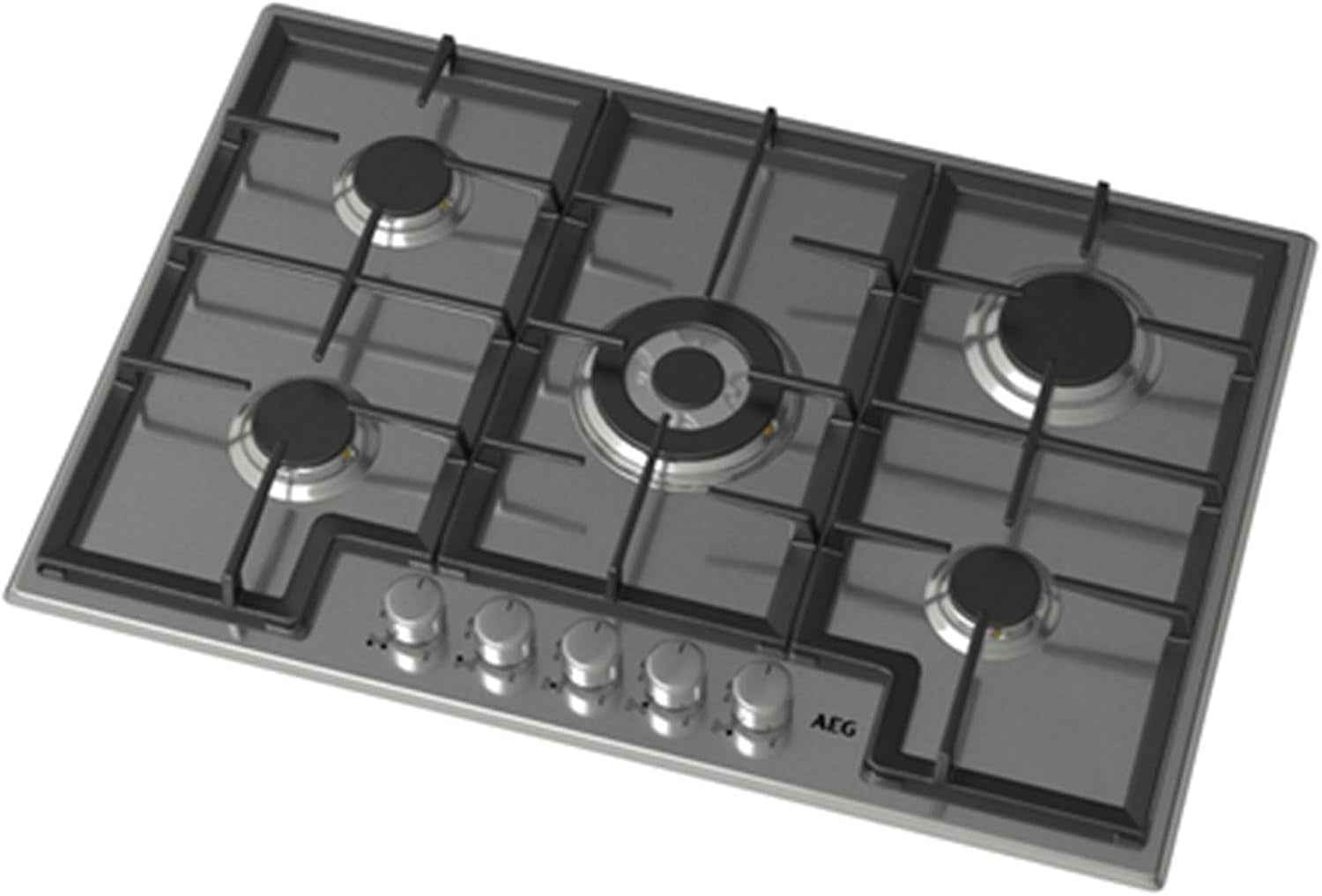 AEG HGB75400SM Slim Line Plateau De Cuisson À Gaz, 75 Cm, 5 Feux, Acier Inoxydable