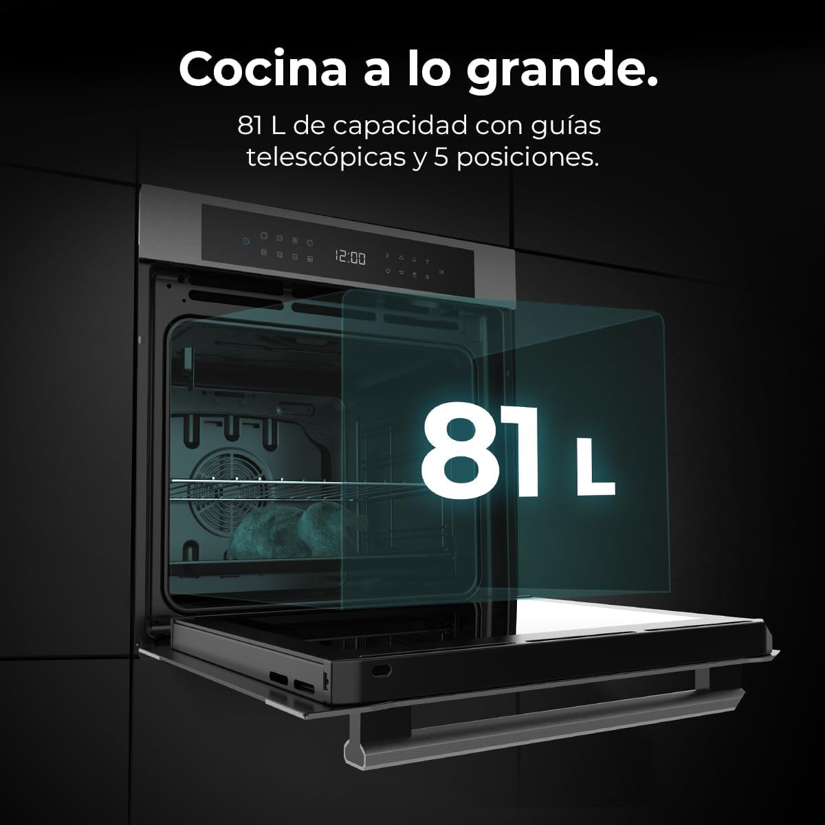 Four Encastrable Pyrolytique 60Cm Bolero Hexa P506000 Matt A+. 3400W, Capacité De 81L, 11 Fonctions Avec Airfryer Master, Pizza Master, 3D Cooking, Steam Base X2, Pyrolyse
