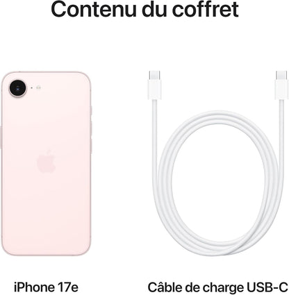 Iphone 17E 256 Go : Écran Super Retina XDR 6,1 Pouces, Puce A19, Autonomie D’Une Journée, Caméra Fusion 48 MP ; Rose Poudré