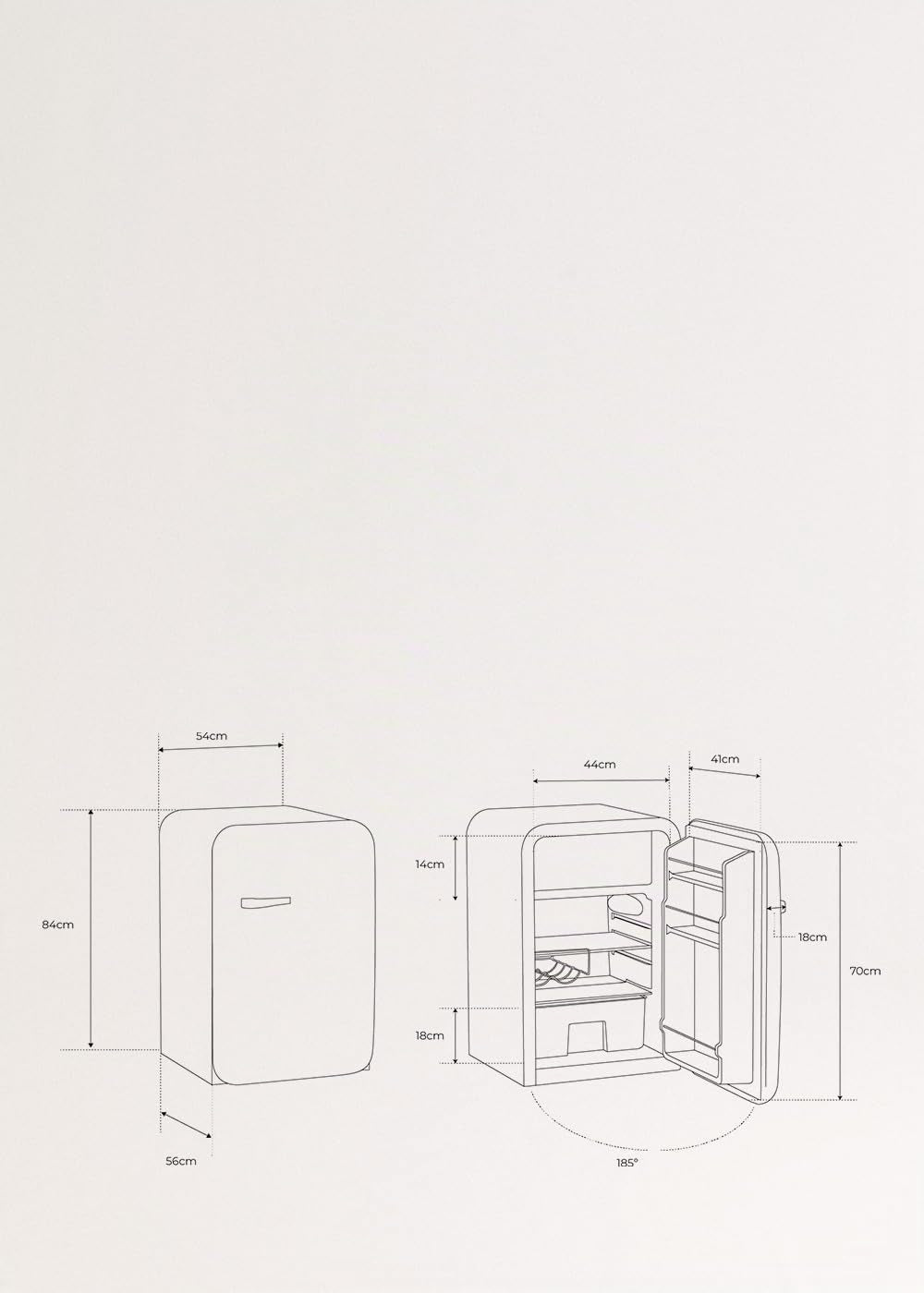 / RÉTRO FRIGO 83.5 Argent/Réfrigérateur Vert Sauge Avec Poignée Argentée / 98W, Basse Consommation, 2 Étagères, Régulateur De Température, Porte-Bouteilles, 56X54X84Cm.