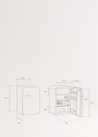 / RÉTRO FRIGO 83.5 Argent/Réfrigérateur Vert Sauge Avec Poignée Argentée / 98W, Basse Consommation, 2 Étagères, Régulateur De Température, Porte-Bouteilles, 56X54X84Cm.