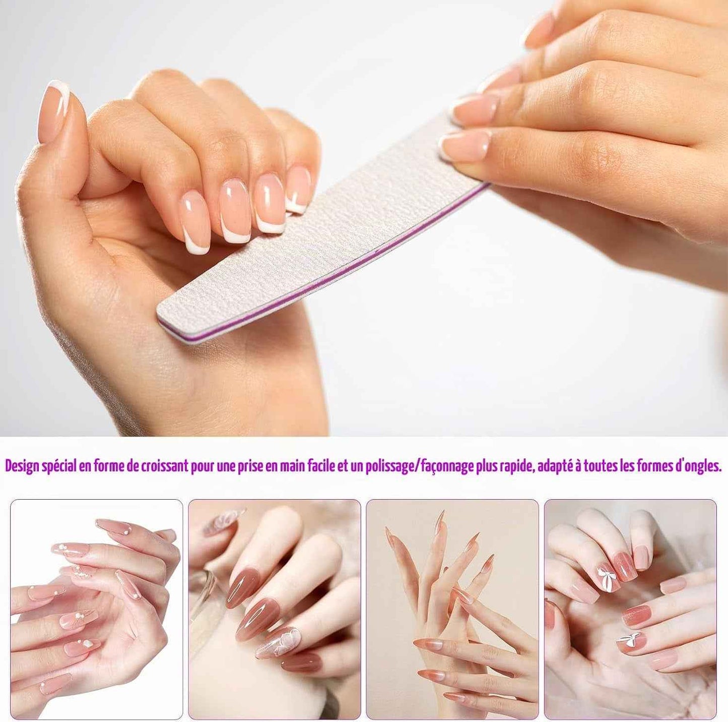 50 Pcs Limes a Ongles Professionnelle, Lime a Ongles 100/180 Double Face Lavable, Lime À Ongles Professionnelle À Double Face Pour Manucure Maison Salon Coiffure