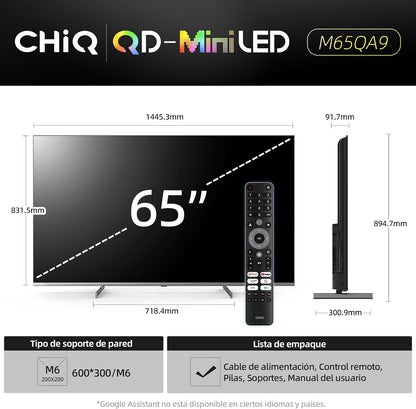 TV Mini QLED 4K 65 Pouces Local Dimming (M65QA9) | Gaming DLG 120Hz, MEMC 60Hz, Support HDR10, Chromecast Intégré
