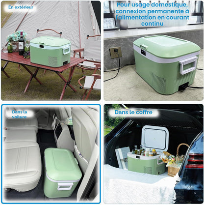 BINGI Compresseur Glacière Portable 12,8 Litres 12/24 V CC Et 230 V AC, Mini Réfrigérateur Pour Voiture, Camion, Camping, Camping-Car Et Maison