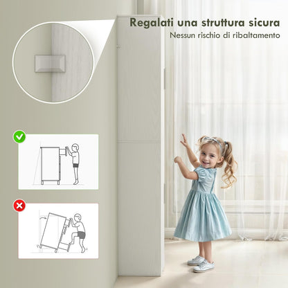 Meuble De Salle De Bain Colonne Étroit 40 X 35 X 180 Cm Blanc | 2 Portes, 4 Étagères Réglables, Meuble De Rangement, Pour Salon, Toilette, Petits Espaces