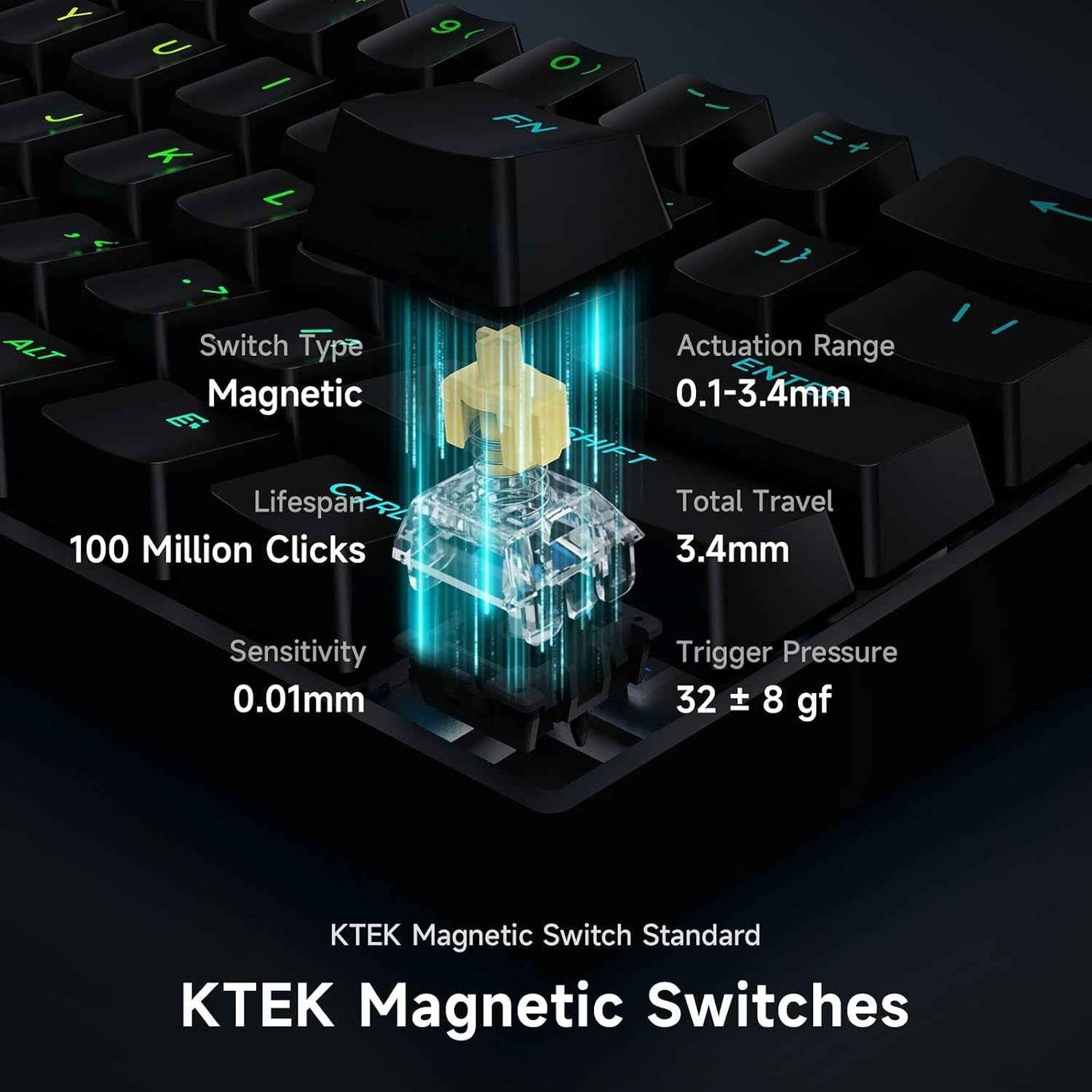 Ace60 Pro HE Clavier Gamer Magnétique, Clavier Filaire 60% | Effet Hall, 8Khz Rapid Trigger, Précision RT 0,01 Mm, Activation Réglable, Snap Tap, RGB, PBT, Hot Swap, SOCD, Pc/Mac, Noir