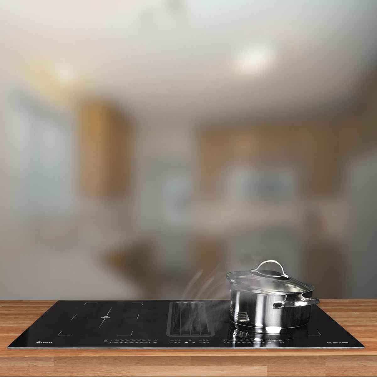 Downdraft Plaque À Induction | Aspiration Intégrée Dans La Table | 80 Cm | Autonome | 7 Kw | 4 Zones | 15 Niveaux | 2 Zones Flexibles | Sans Cadre | IND800DRAFT