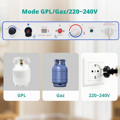 Frigo Gaz Avec Congélateur 380L, Réfrigérateur Congélateur 2 Voies Gaz/220V, Frigo Camping Gaz Pour Camping-Car, Caravane, Mobile-Home, Garage, Blanc