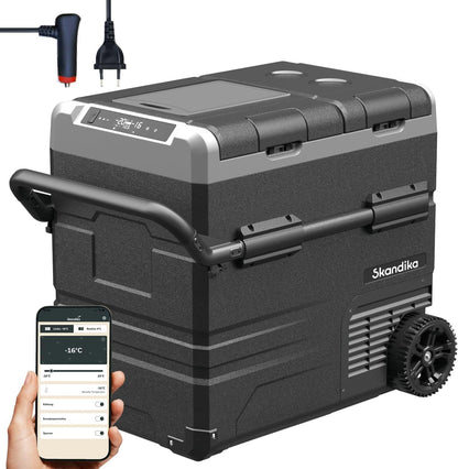 Glacière Routa 35-55L | +20 ° À -20 °C | Connectée, Mini Frigo 2 Zones, Réfrigérateur Électrique 12V 220V, Silencieuse, Mode Éco | Camping Voiture Caravane Camping-Car