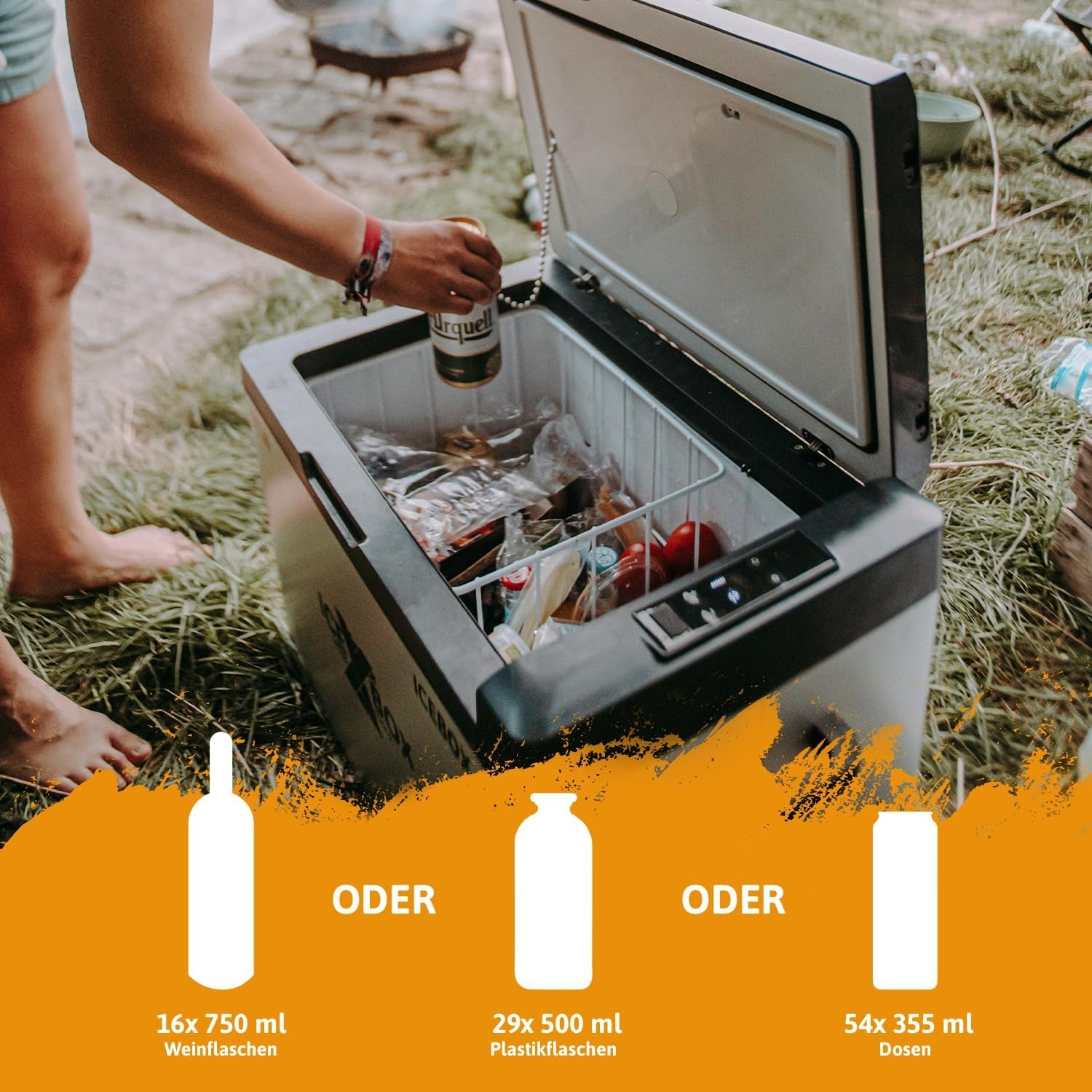 CROSS TOOLS ICEBOX 40 Glacière Électrique À Compresseur Pour Le Camping Et Les Voyages Avec Commande Par App Réfrigération À -20° C, 230 V/ 12 V/ 24 V Dimensions 65 X 37,5 X 42,7 Cm Couleur Argent