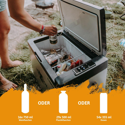 CROSS TOOLS ICEBOX 40 Glacière Électrique À Compresseur Pour Le Camping Et Les Voyages Avec Commande Par App Réfrigération À -20° C, 230 V/ 12 V/ 24 V Dimensions 65 X 37,5 X 42,7 Cm Couleur Argent