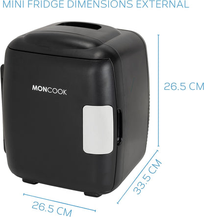 MONCOOK Mini Réfrigérateur - Mini Réfrigérateurs Portables Pour Les Soins De La Peau, La Médecine, La Nourriture Et Les Boissons - Fonction De Refroidissement Et De Réchauffement - 9L - Mono Noir