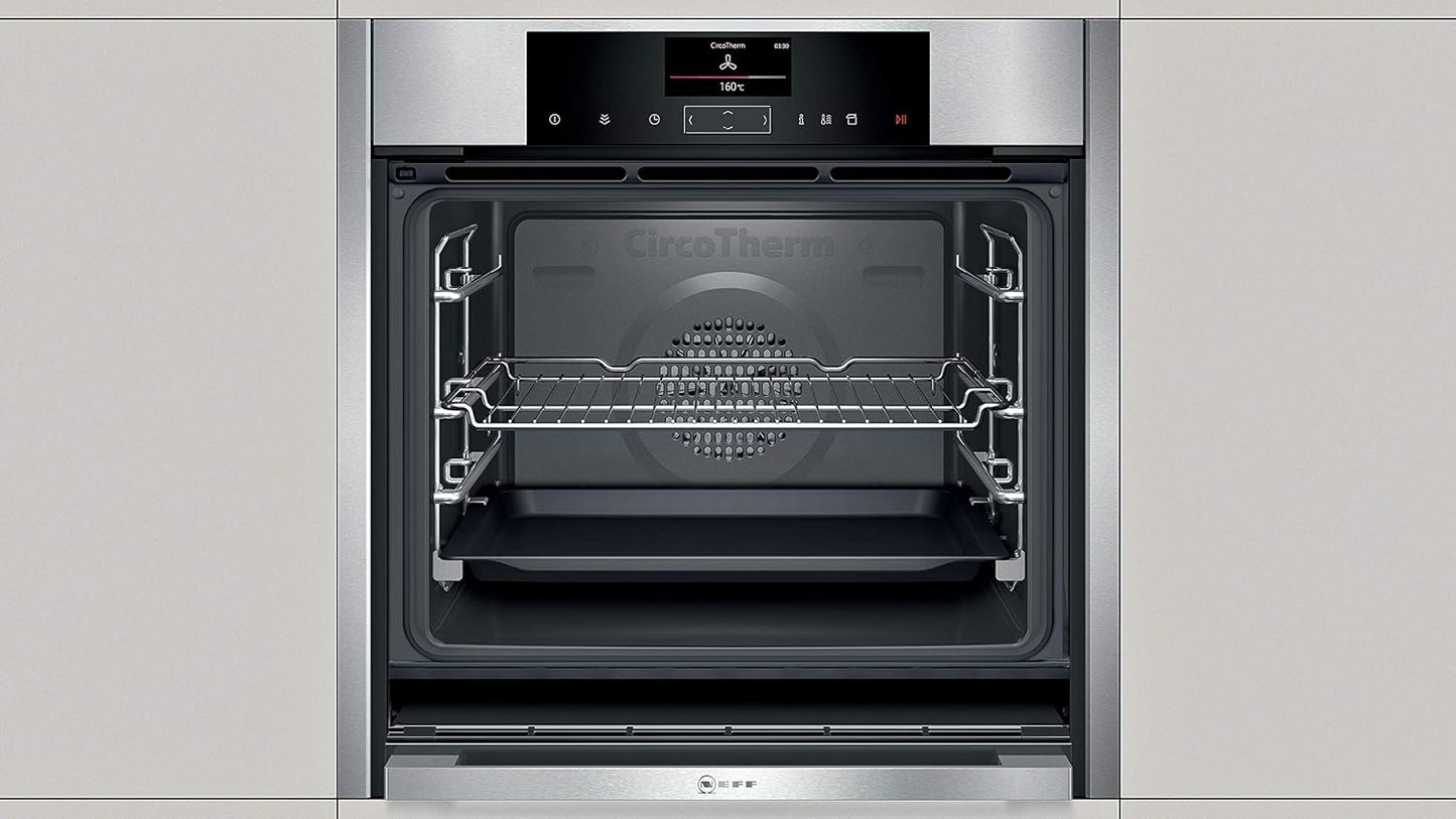 NEFF B45FS24N0 Four Vapeur Encastrable N90 / 60 Cm / 71 L/Acier Inoxydable/A+ / Slide & Hide/Fullsteam/Easyclean / 12 Modes De Fonctionnement