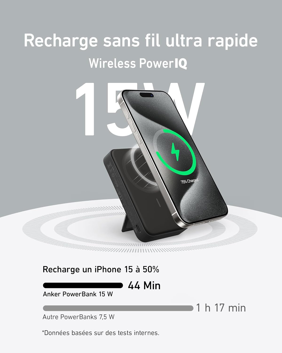Maggo Qi2 Batterie Externe Magnétique 10000 Mah 15W | Compatible Magsafe, Pour Iphone 17/16/15/14 Air Plus/Pro/Max, Chargeur USB C Rapide (Câble USB C Inclus)