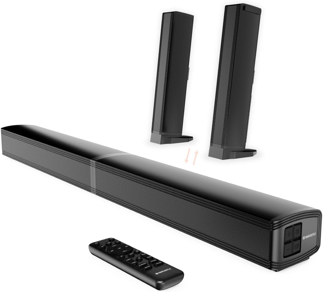 Barre De Son Home Cinema Sans Fil, Enceinte Pour Téléviseur SB80 | Barre De Son Avec Caisson De Basses Bluetooth 5.1 | HDMI Arc, Optique, AUX, USB Soundbar | Haut Parleurs TV | Support Mural