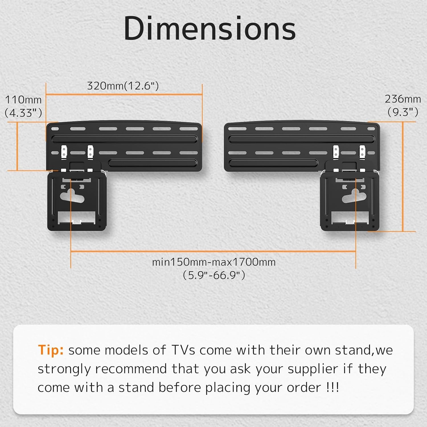 Support Mural Fixe Pour 2021 Samsung TV, Micro Gap Support Mural TV Pour Téléviseurs 43-85 Pouces Neo QLED, QLED and Crystal UHD Avec Capacité Max De 60Kg VESA Max De 1700X800Mm