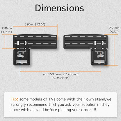 Support Mural Fixe Pour 2021 Samsung TV, Micro Gap Support Mural TV Pour Téléviseurs 43-85 Pouces Neo QLED, QLED and Crystal UHD Avec Capacité Max De 60Kg VESA Max De 1700X800Mm