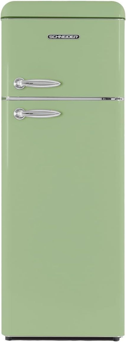 SCDD208VVA, Réfrigérateur 2 Portes, 211L (172+39), Froid Statique, Dégivrage Automatique, 3 Clayettes Verre, Thermostat Réglables, Pieds Réglables,Vert Amande