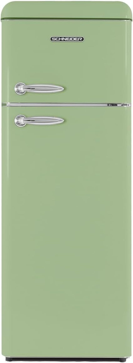 SCDD208VVA, Réfrigérateur 2 Portes, 211L (172+39), Froid Statique, Dégivrage Automatique, 3 Clayettes Verre, Thermostat Réglables, Pieds Réglables,Vert Amande