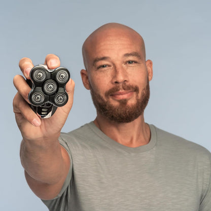 Rasoir Électrique [Spécial Tête Rasée/Chauve] RX5 Ultimate (Ultra Rapide & Facile, 5 Têtes Rotatives Flexibles, Résultat Précis, Utilisation Sans Fil 50Min,Wet&Dry) Tondeuse XR1501