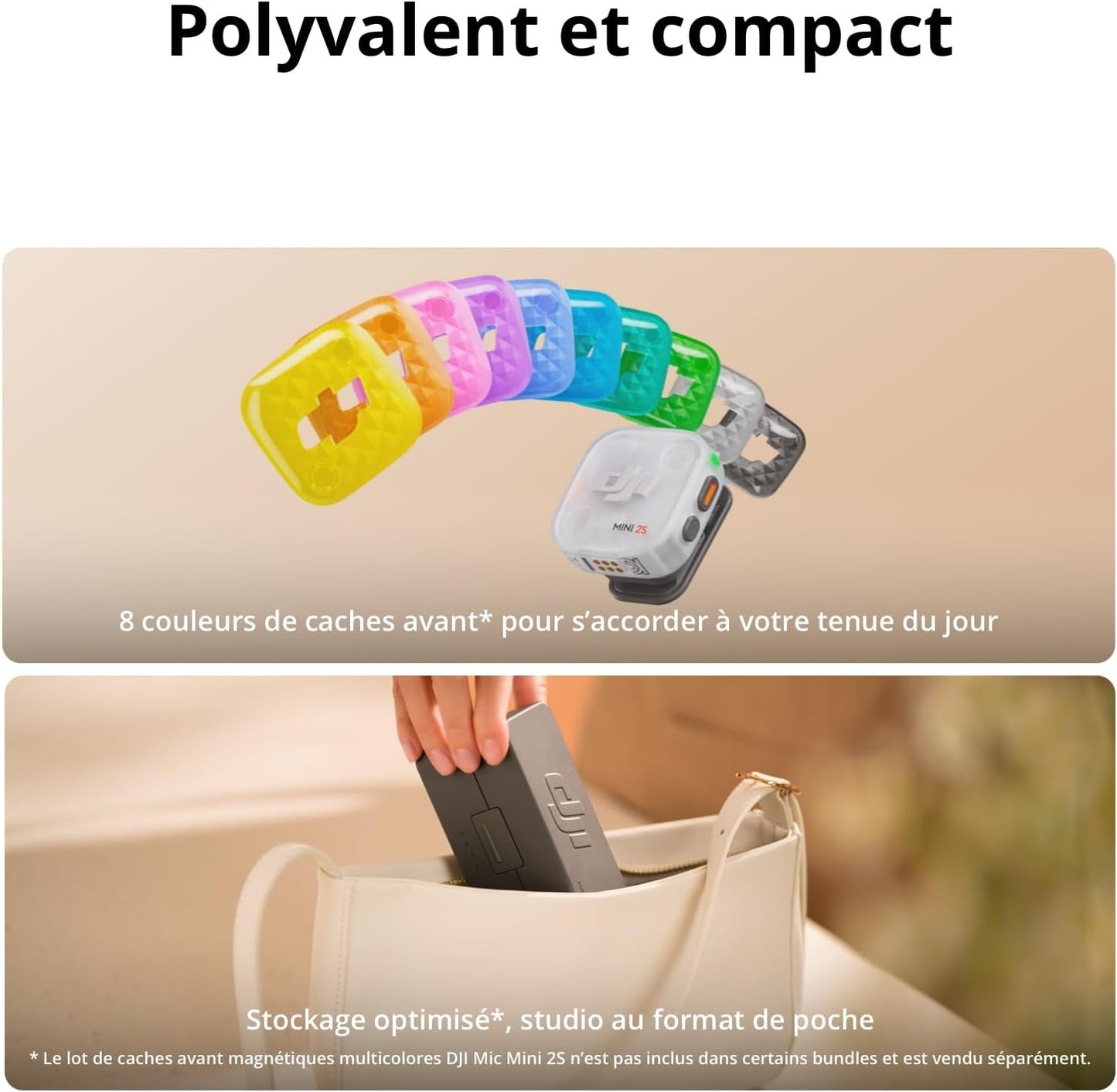 DJI Mic Mini 2S (1 TX+1 RX Mobile+Boîtier), Réduction De Bruit Par IA | Microphone Pour Iphone, Stockage Interne De 28 H, Enreg. Interne 32 Bits Flottantes, Léger Et Compact, Connexion Osmoaudio