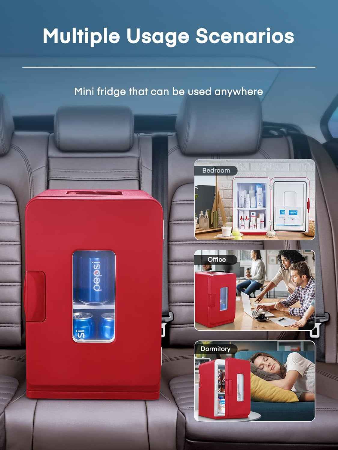 Mini Frigo De Chambre 15L/21 Canettes, Petit Frigo Portable 240V/12V, Mode Silencieux, Fonction Chaud/Froid, Frigo Cosmetique