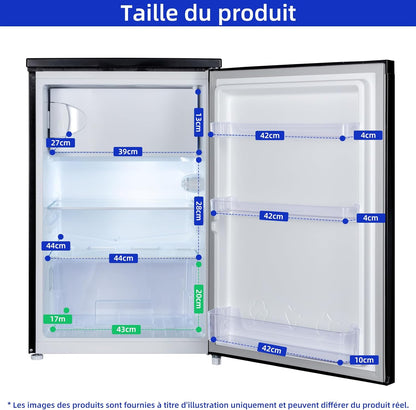 Réfrigérateur De 107 L, Hauteur : 831 Mm, Profondeur : 447 Mm, Encombrement : Seulement 0,22 ㎡, Vario Box, 7 Niveaux De Réglage De La Température, Silencieux, Noir, Garantie 12