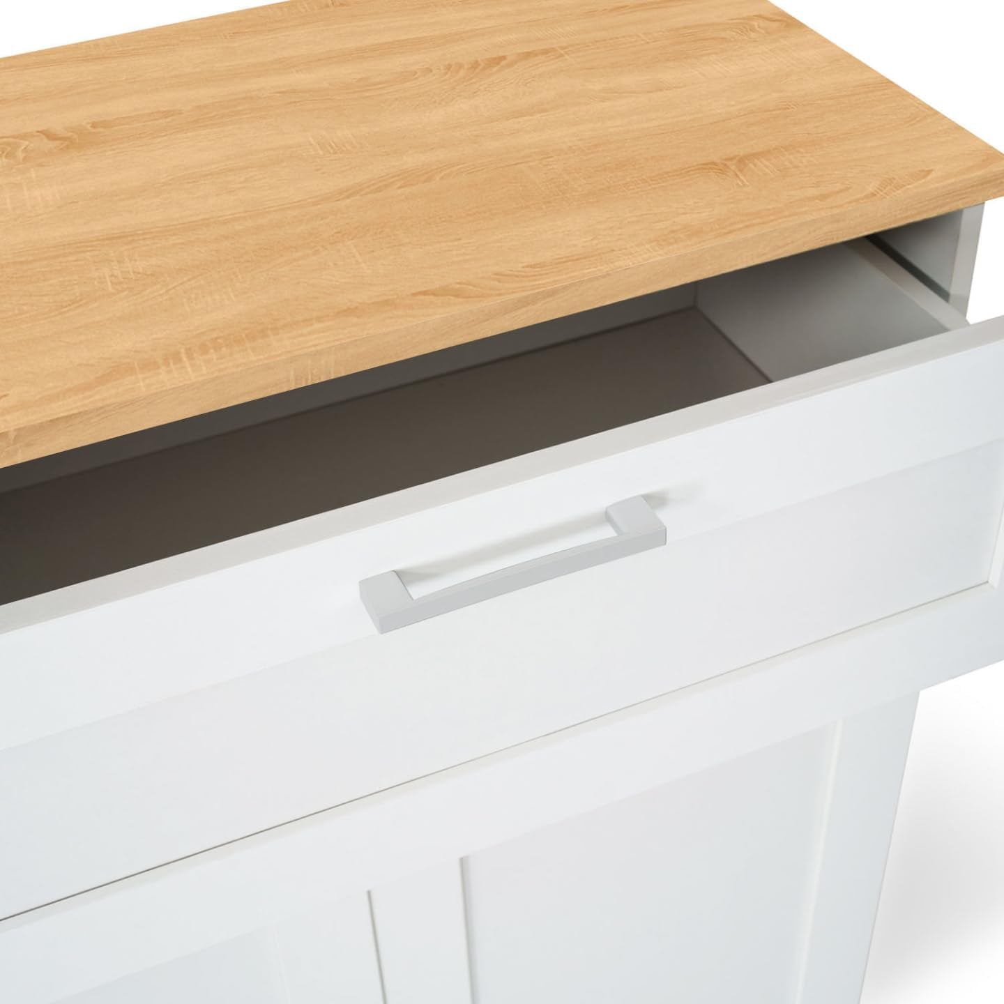 - Buffet 100 Cm VITO 3 Portes Et 1 Tiroir Blanc Et Plateau Bois