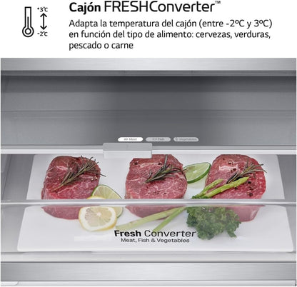 GBB71PZVCN1 Réfrigérateur Combi Door Cooling+ Réfrigérateur Et Congélateur 2 Portes Série 700 Classe C Capacité 374L 1.86 Inox Anti-Traces De Doigts