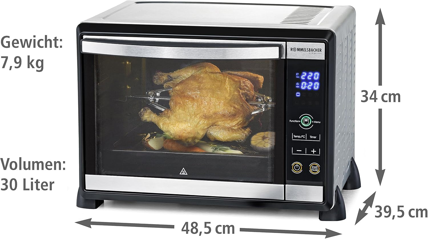 Rommelsbacher Mini Four BG 950 Speedy 30 L Acier Inoxydable