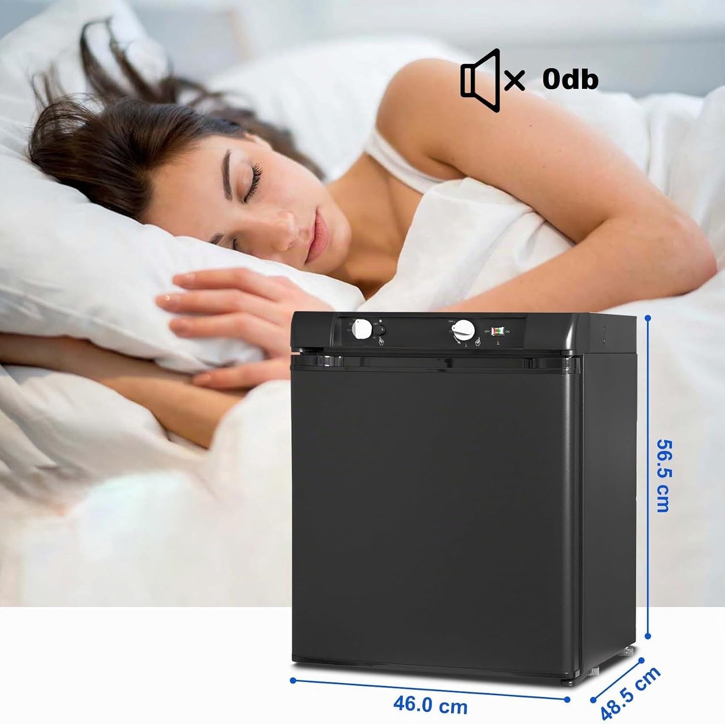 Frigo Camping Car 12V 220V Gaz, 40L, Frigo Trimixte, Réfrigérateur Camping Gaz Pour Chalet Cabanon Caravane Fourgon Mobile-Home, Noir