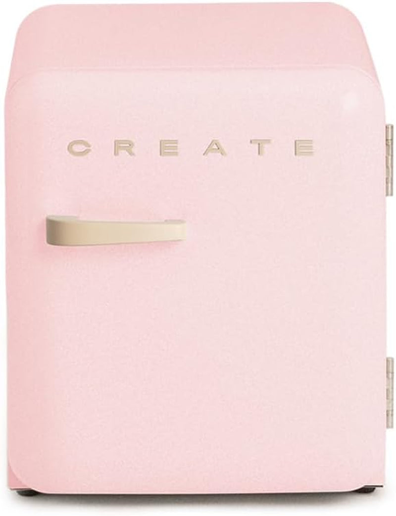 RETRO FRIDGE 50 Sand/Réfrigérateur Rose Pastel Poignée Sable 85 W, Mini Bar, Une Étagère, Design Rétro, 50 Cm, Deux Étagères, Capacité De 48 L, Économie D'Énergie, 50 X 44 X 49,8 Cm