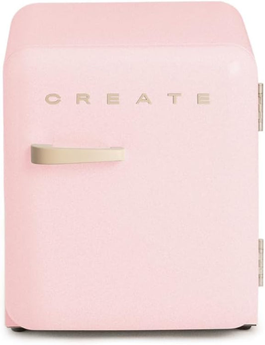 RETRO FRIDGE 50 Sand/Réfrigérateur Rose Pastel Poignée Sable 85 W, Mini Bar, Une Étagère, Design Rétro, 50 Cm, Deux Étagères, Capacité De 48 L, Économie D'Énergie, 50 X 44 X 49,8 Cm