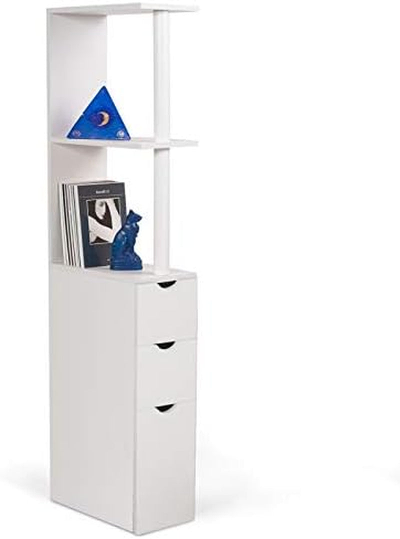 - Meuble WC Étagère Bois 3 Portes Blanc Gain De Place Pour Toilettes