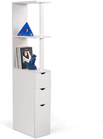 - Meuble WC Étagère Bois 3 Portes Blanc Gain De Place Pour Toilettes