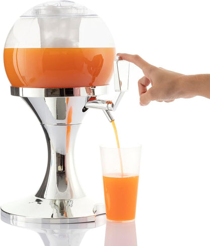 - Distributeur De Bière Réfrigérant 3,5L, Machine À Jus De Fruits, Fontaine D'Alcool Avec Réservoir À Glaçons, PMMA Transparent Et Argent Métallique, 24X24X42 Cm, Sans BPA