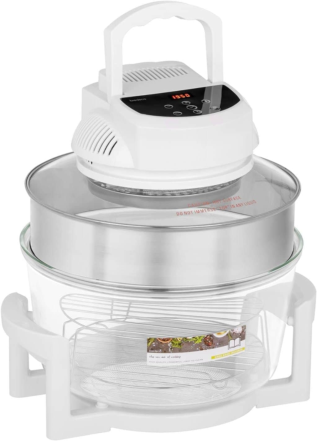 Bredeco Four Halogène Cyclone Cyclonique BCHO-17L-D (1400 W, 250 °C, 12+5 L, Récipient Ø 33,5 X 16,5 Cm, Avec Anneau D'Extension, Minuterie 180 Min)