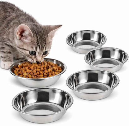 Lot De 5 Gamelles Pour Chat En Acier Inoxydable Bol De Nourriture Réutilisable Rond 5.51 in Récipient Alimentaire Pour Chaton Chiot Et Petit Animal Facile À Nettoyer