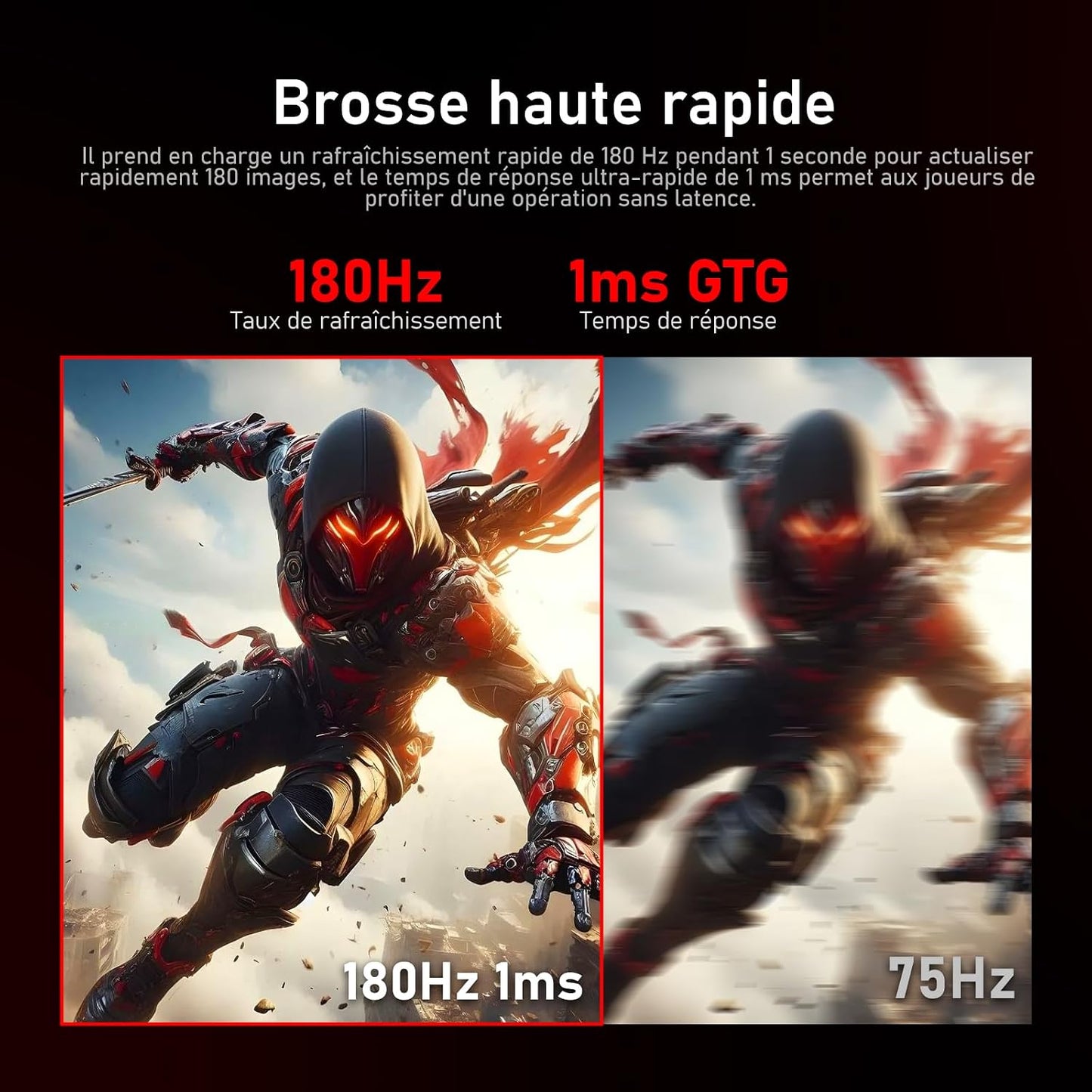 Écran PC Ultra Large 34 Pouces 1500R Incurvé 180Hz Gaming Computer Moniteur,21:9 Uwqhd(3440X1440)，128% Srgb，Freesync，Hdr，178 ° Angle Vue，Displayport、Hdmi，Vesa 75 * 75Mm-Noir