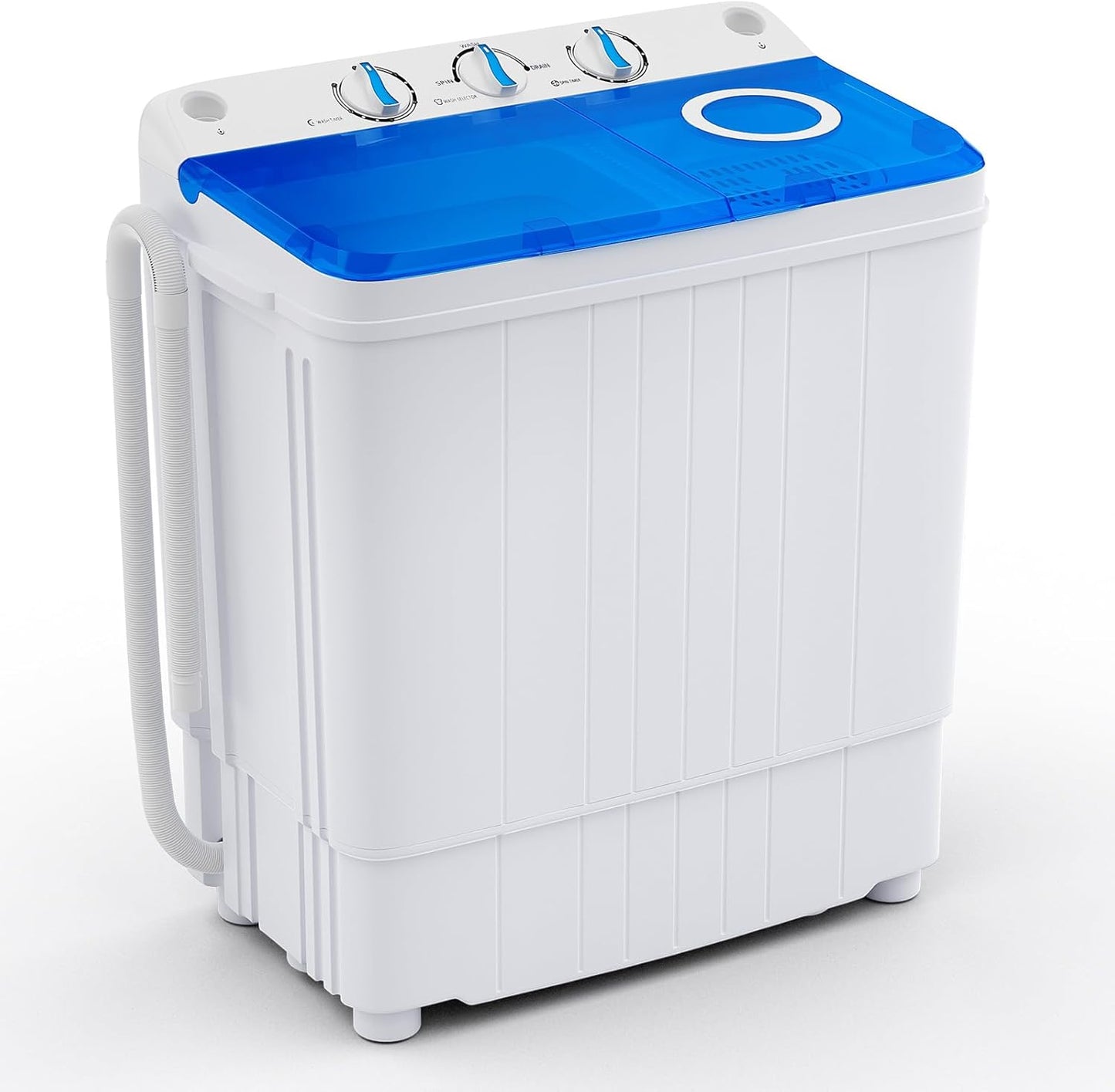 Machine À Laver Portable, Capacité De 8 Kg(5Kg Lavage & 3Kg Essoreuse), Machine À Laver À Double Cuve Avec Pompe De Vidange, Mini Machine À Laver Pour Appartements, VR Et Dorto (Bleu)