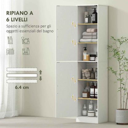 Meuble De Salle De Bain Colonne Étroit 40 X 35 X 180 Cm Blanc | 2 Portes, 4 Étagères Réglables, Meuble De Rangement, Pour Salon, Toilette, Petits Espaces