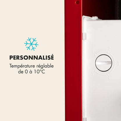 Poplife Refroidisseur De Boissons - Mini-Bar, Réfrigérateur Rétro, 0-10°C, Seulement 39 Db, 48 L, Écologique, Porte À Double Vitrage, Design Rétro, Rouge