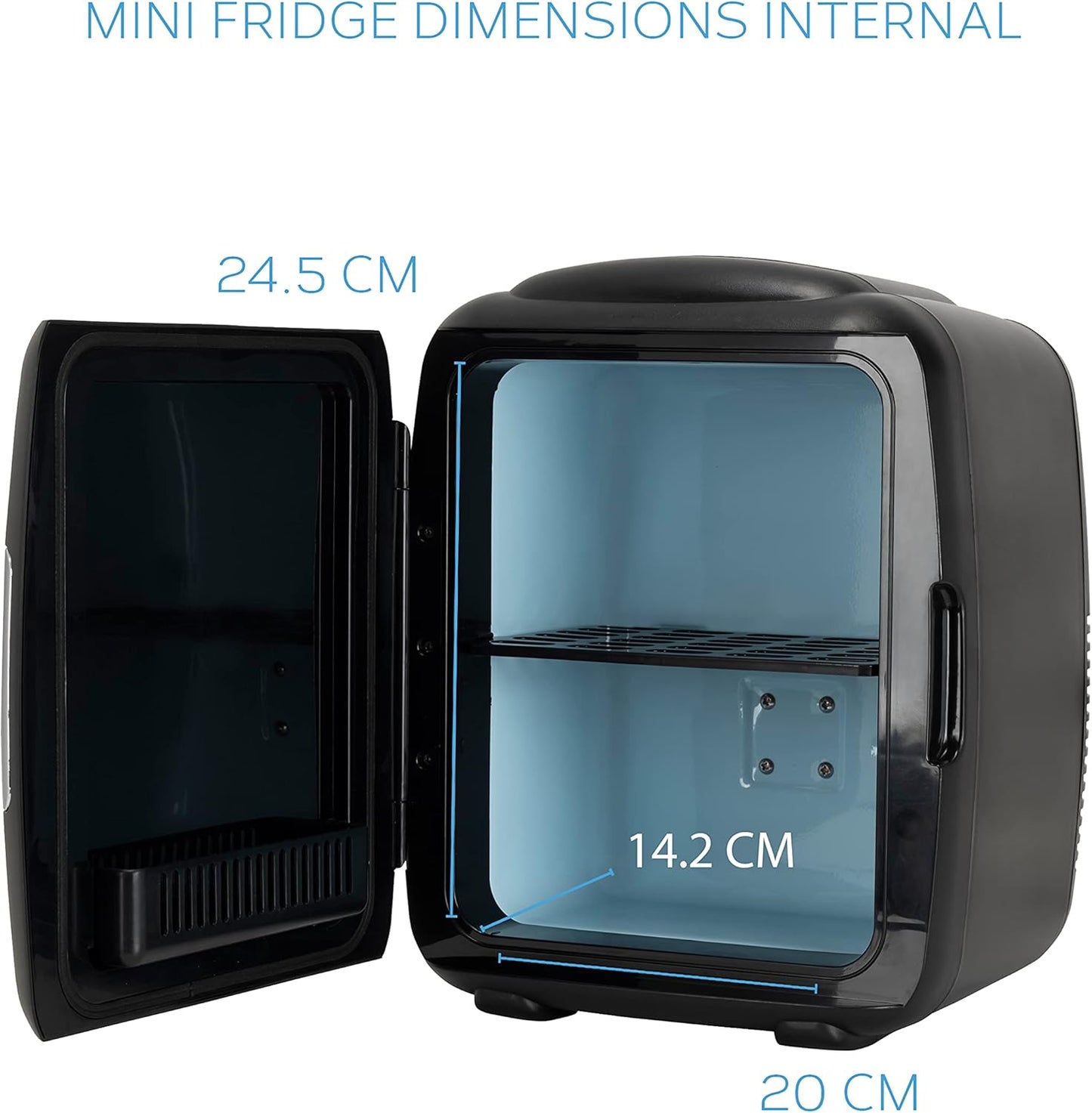 MONCOOK Mini Réfrigérateur - Mini Réfrigérateurs Portables Pour Les Soins De La Peau, La Médecine, La Nourriture Et Les Boissons - Fonction De Refroidissement Et De Réchauffement - 9L - Mono Noir
