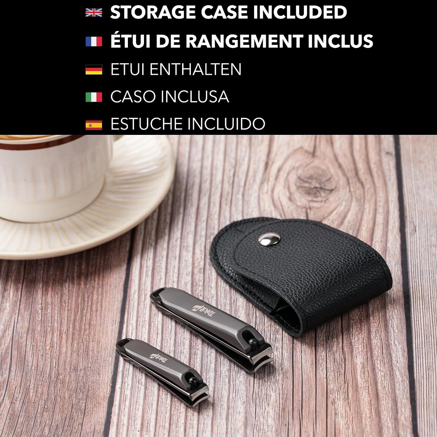 Coupe Ongle Professionnel En Acier Inoxydable [GARANTIE 5 ANS] Marque Française - Kit De 2 Coupe-Ongles Petit Et Grand - Avec Lime Intégrée Et Étui De Rangement