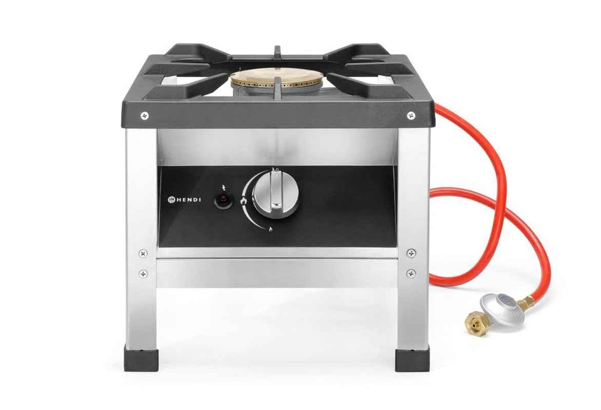 Réchaud À Gaz Professionnel Hokker Pour Utilisation En Intérieur, Avec Thermocouple Et Allumage Électronique, Compatible Gaz Propane Et Butane, 6,0Kw, 400X440X(H)390Mm, Acier Inoxydable