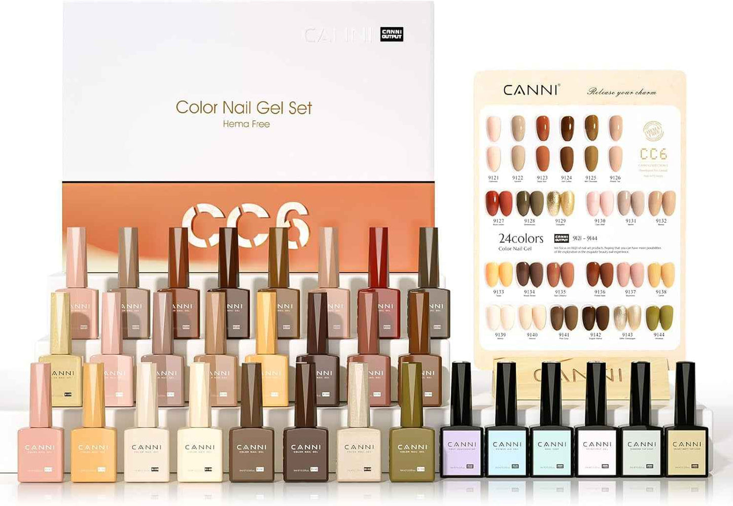 Lot Vernis Semi Permanent 24 Couleurs Gel Nail Polish CC6 | Avec Base Et Top Coat Vernis À Ongles/Matt/Primer Ongle Gel Uv Et Déshydrateur Pour/Renforcer La Carte Gel/Couleur
