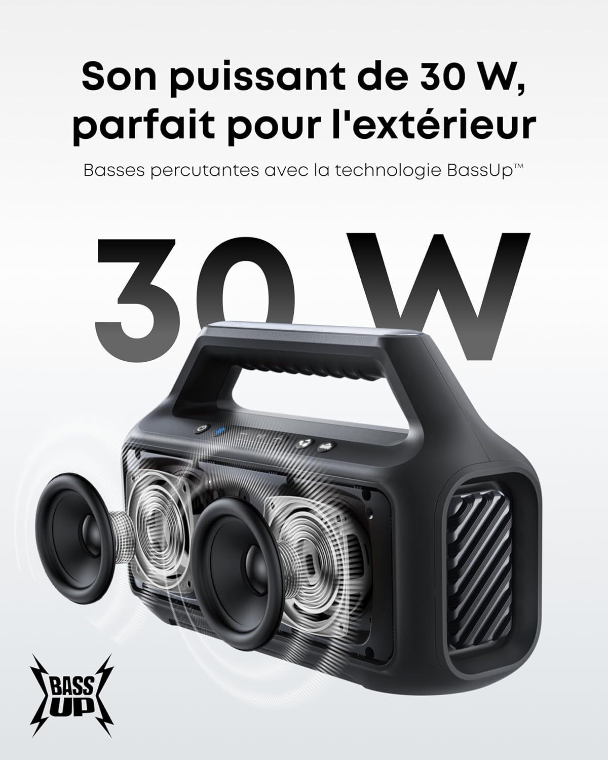 Par Anker Boom 2 Enceinte Bluetooth Puissante | Son De 80 W Avec Caisson De Basse Et Bassup 2.0, 24 H, IPX7, USB-C, Bluetooth 5.3, Enceinte Portable, Camping, Jardin, Plage