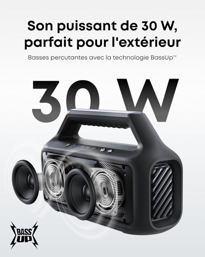 Par Anker Boom 2 Enceinte Bluetooth Puissante | Son De 80 W Avec Caisson De Basse Et Bassup 2.0, 24 H, IPX7, USB-C, Bluetooth 5.3, Enceinte Portable, Camping, Jardin, Plage